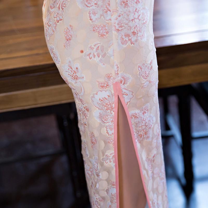 Chinese Style Party Dress Lady Ankle-Length Qipao