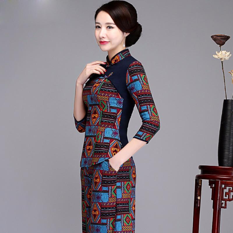 Chinese Ethnic Women Spliced Linen Sleeve Shirts
