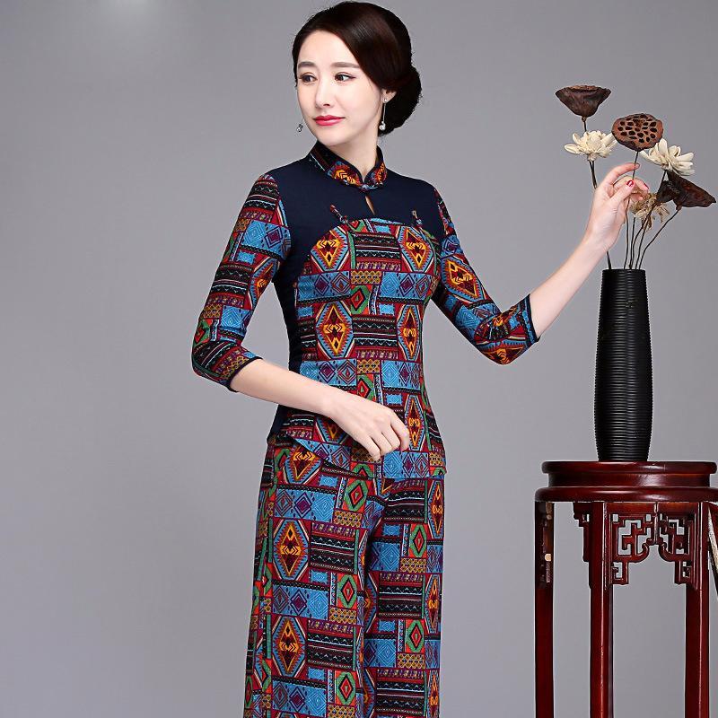 Chinese Ethnic Women Spliced Linen Sleeve Shirts