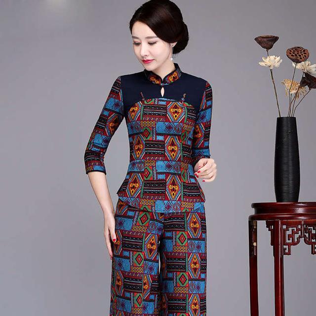 Chinese Ethnic Women Spliced Linen Sleeve Shirts