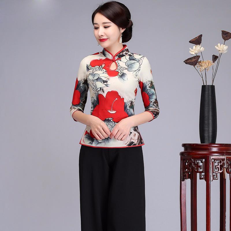 Chinese Women Slim Elegant Satin Tang Clothing