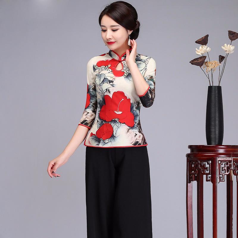 Chinese Women Slim Elegant Satin Tang Clothing