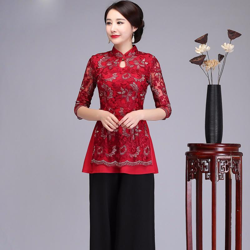 Chinese Vintage Embroidery Flower Tops