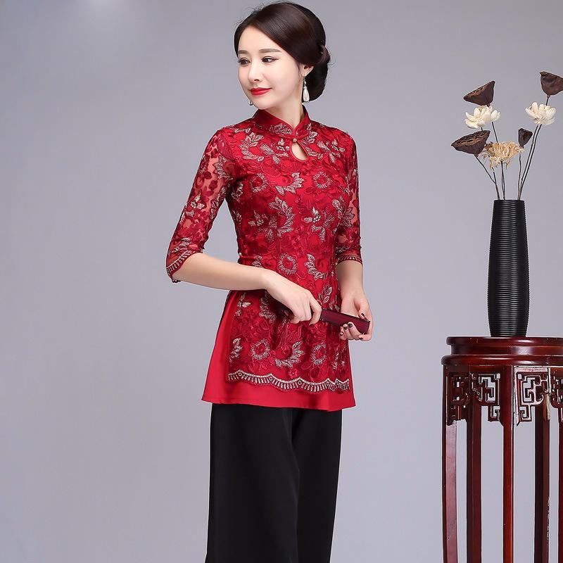 Chinese Vintage Embroidery Flower Tops