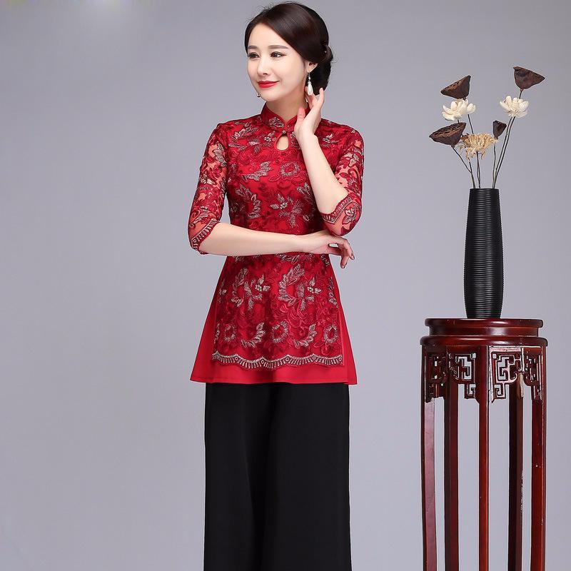 Chinese Vintage Embroidery Flower Tops