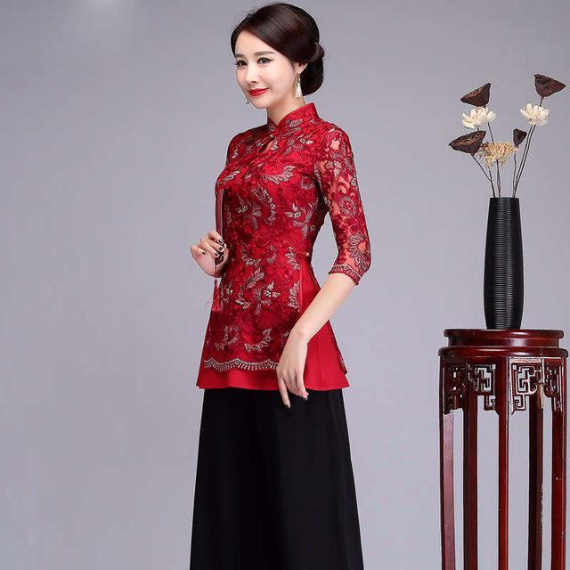 Chinese Vintage Embroidery Flower Tops