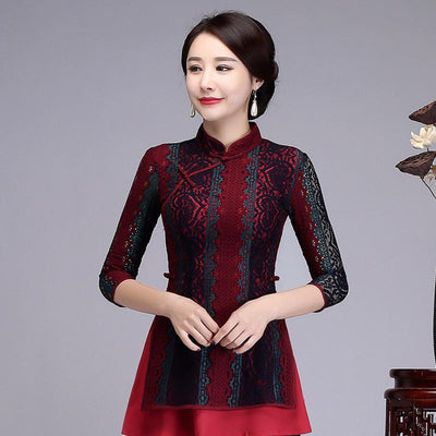 Chinese Women Leisure Slim Floral Tang Clothing