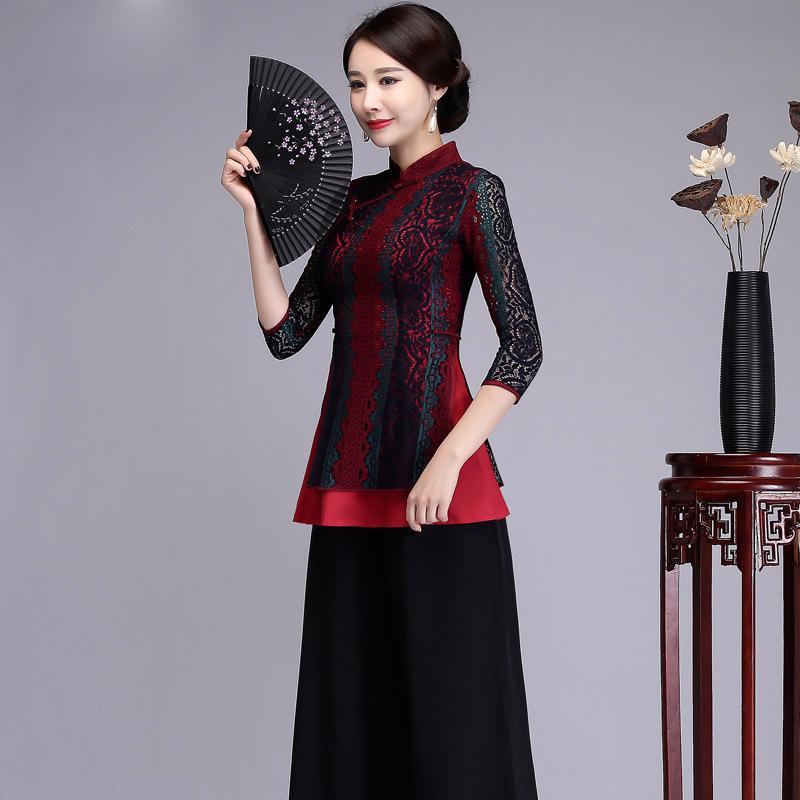 Chinese Women Leisure Slim Floral Tang Clothing