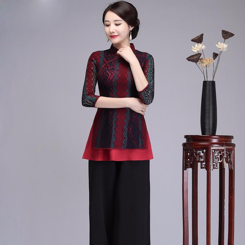 Chinese Women Leisure Slim Floral Tang Clothing