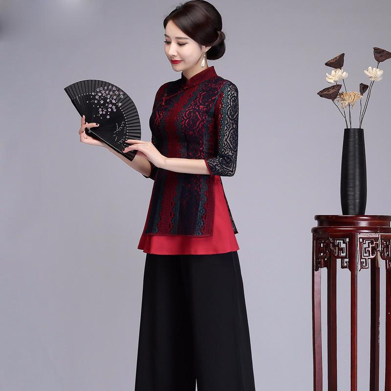 Chinese Women Leisure Slim Floral Tang Clothing