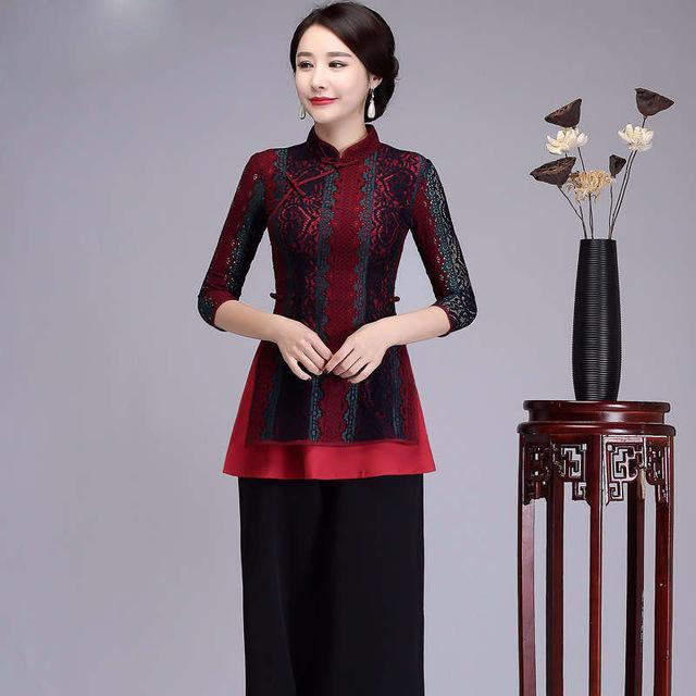 Chinese Women Leisure Slim Floral Tang Clothing