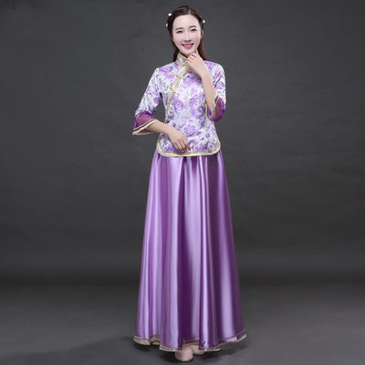 Classical Purple  Chinese Traditional Lady Dress