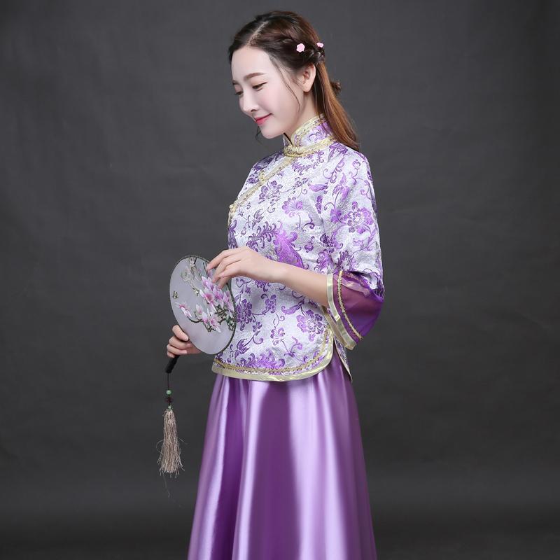 Classical Purple  Chinese Traditional Lady Dress
