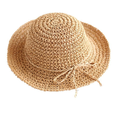 2019 New Girls Hand Made Sun Hat, Raffia Straw Foldable Parent-child Hat