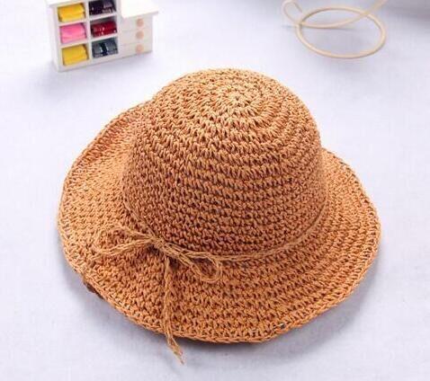 2019 New Girls Hand Made Sun Hat, Raffia Straw Foldable Parent-child Hat