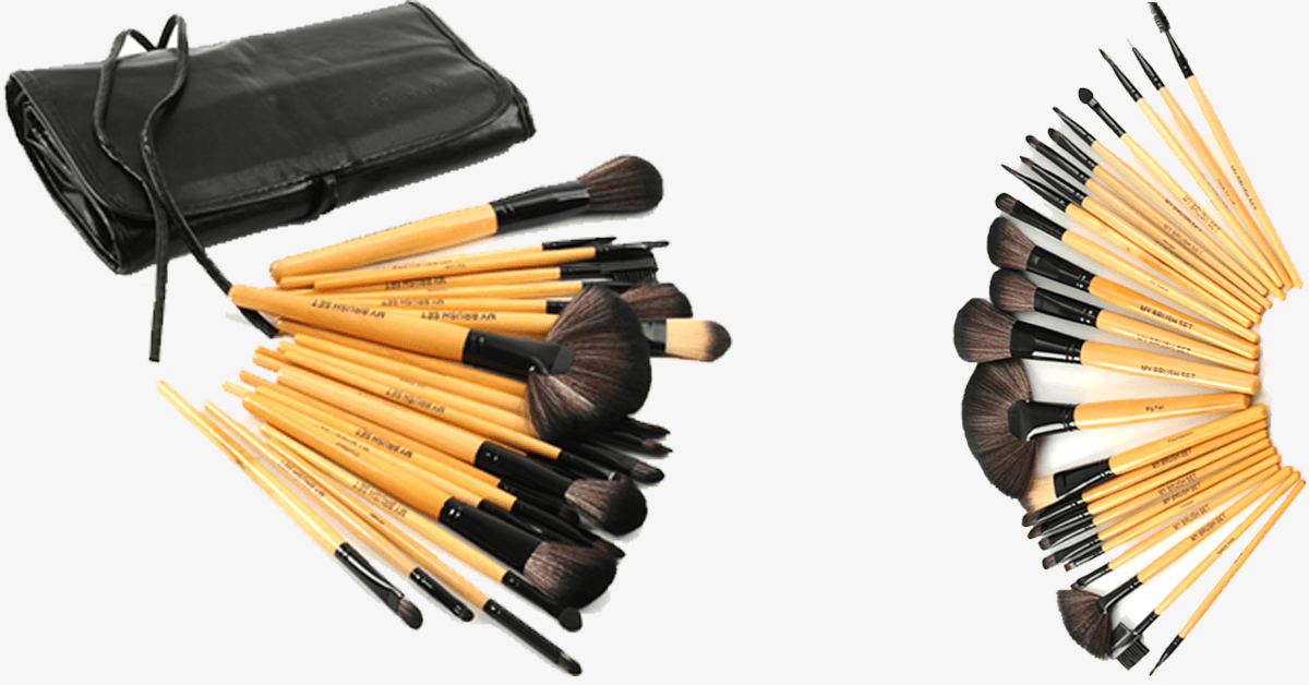 24 Piece Premium Wood Brush Set with Free Case