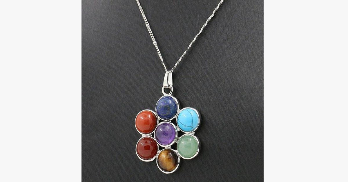 7 Chakra Stones Natural Healing Pendant Necklace