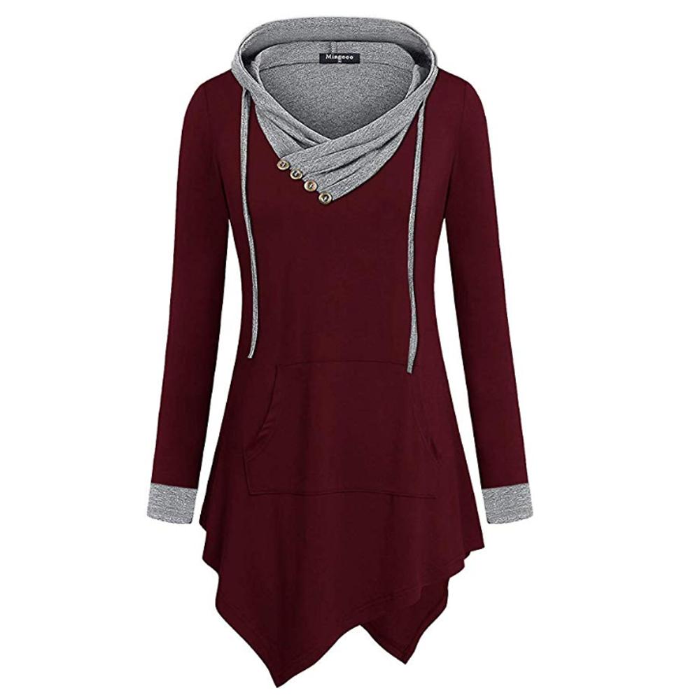 Casual Tunic Uneven Hoodie